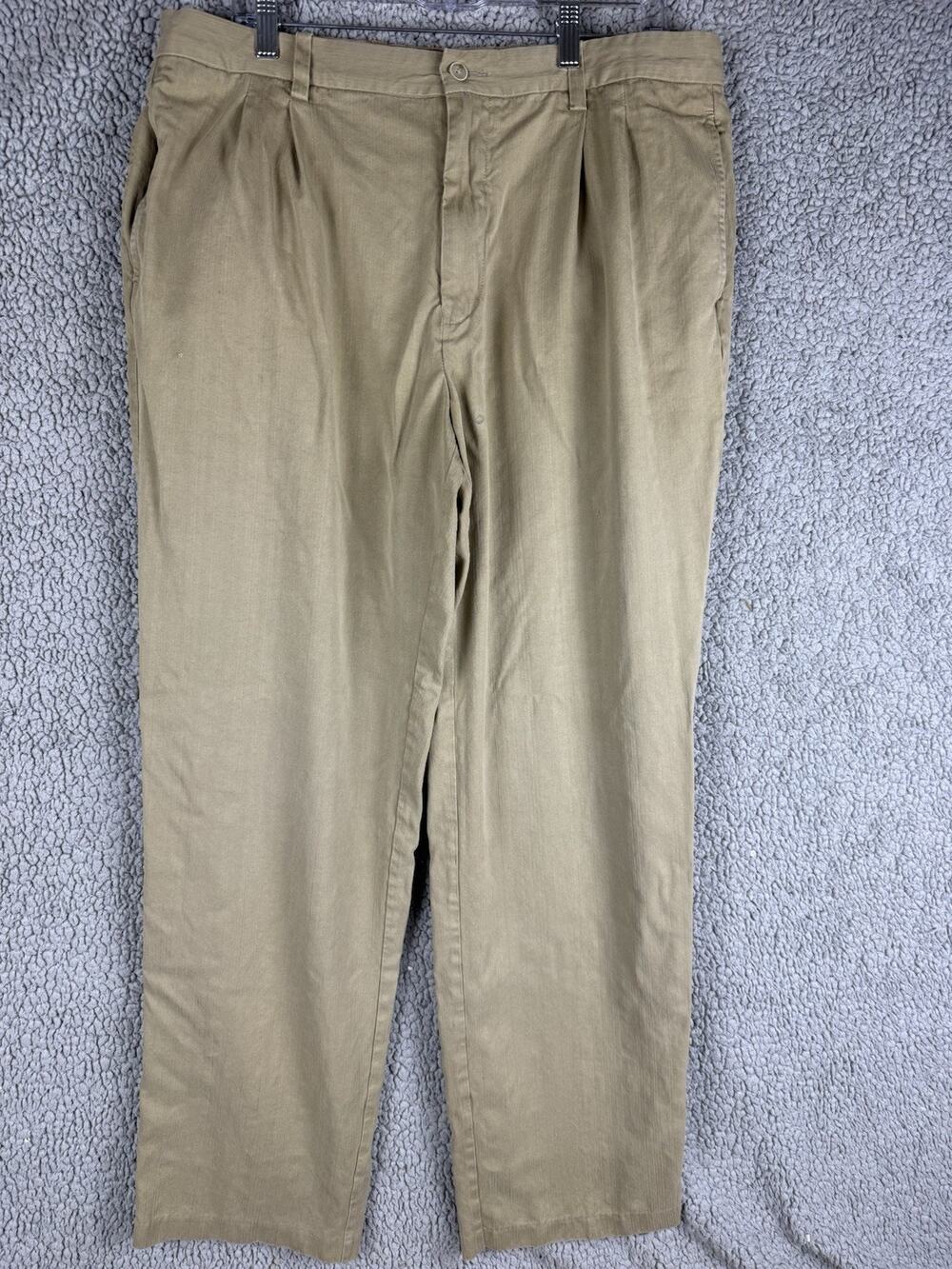 Tommy Bahama Mens Pleated Silk Bamboo Khaki Pants 36x34 Khaki Tan Straight